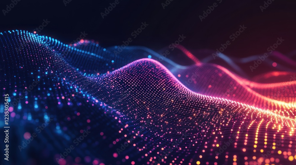 Poster abstract colorful data wave digital landscape