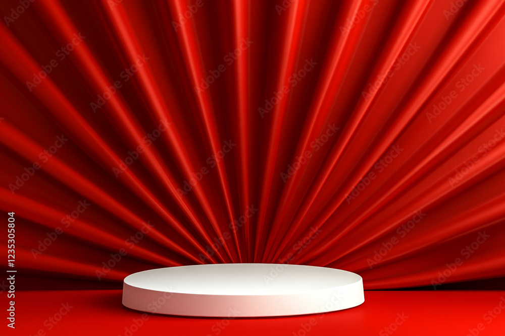 Poster modern abstract red podium with sunbeam - ideal for presentation backgrounds and abstract concepts