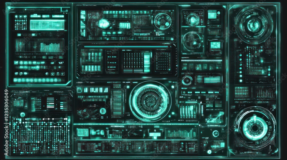 Aufkleber Futuristic Technological Interface Display System