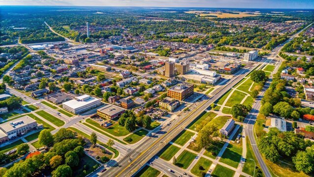 Lafayette Indiana Aerial Road Map - City Street Network Overhead View