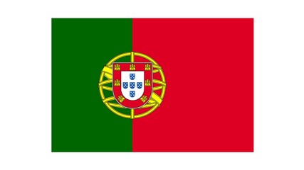 Portugal national flag isolated on white background. Portuguese republic is a country in the Iberian peninsula in southwestern Europe.