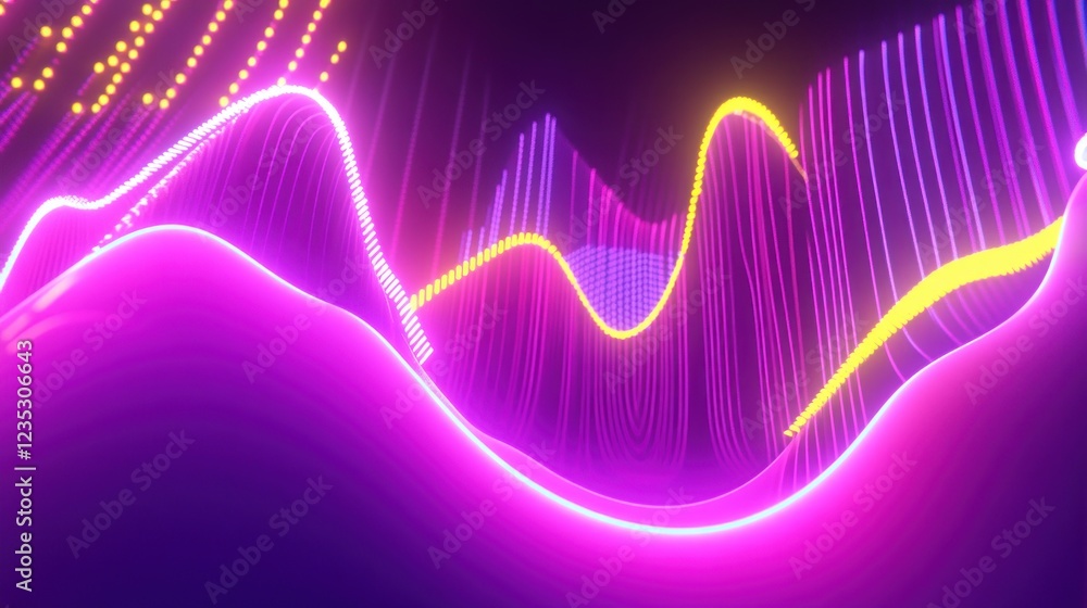 Poster Abstract Neon Waveforms Flowing Dynamically Through Space