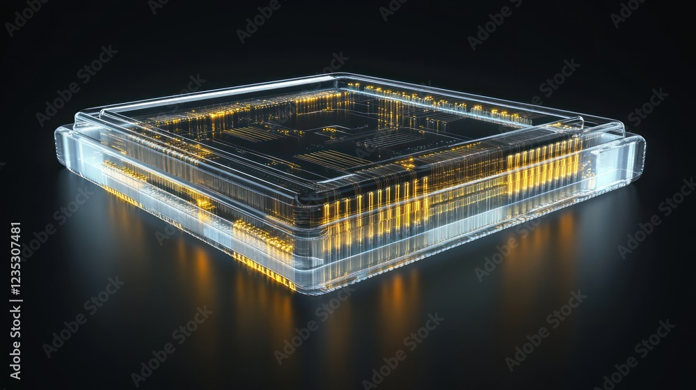 Poster Transparent Cube Showing Internal Circuitry Design