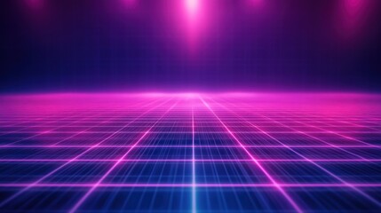 Abstract Grid Pattern with Neon Pink and Blue Lights