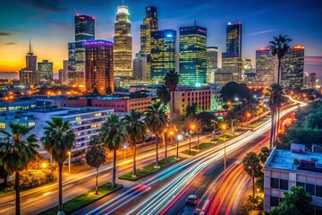 Fototapeta premium Los Angeles Night Cityscape: Candid Urban Photography