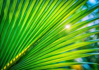 Obraz premium Lush Green Palm Leaf Background - Tropical Nature Stock Photo