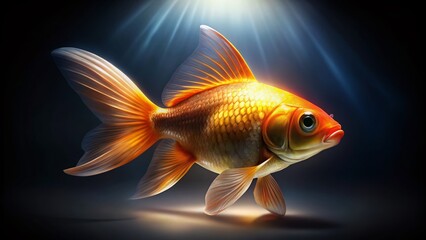 Luxurious Goldfish: Night Photography, Isolated White Background - Wealth Symbol