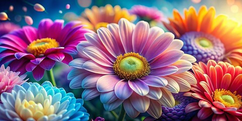 Macro Close-Up Springtime Floral Art with Copy Space: Delicate Petals and Vibrant Colors