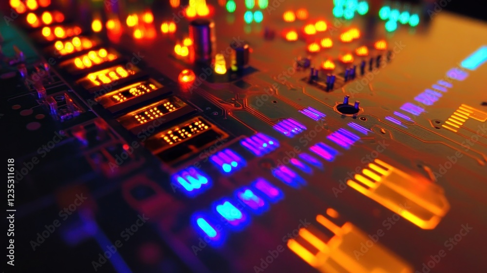 Poster illuminated circuit board showing electronic components