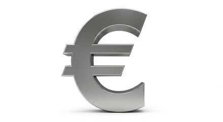 Obraz premium 3D Render of a Metallic Euro Symbol Currency Sign Finance Banking Money Icon