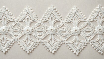 Obraz premium Close-up White Lace Trim with Floral Motifs
