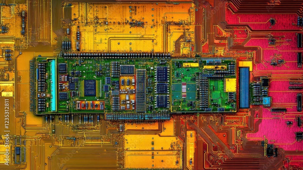 Poster microscopic view of an integrated circuit board