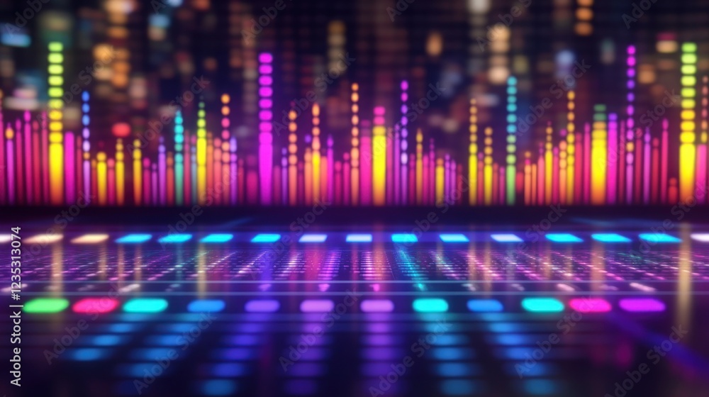 Poster Vibrant Colorful Audio Spectrum Visualizer Display