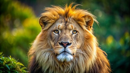 Obraz premium Majestic Asiatic Lion Portrait: Candid Wildlife Photography