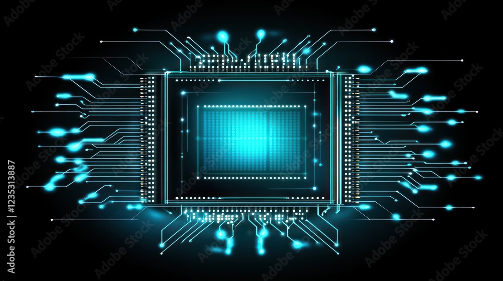 Aufkleber glowing microchip circuit board technology design