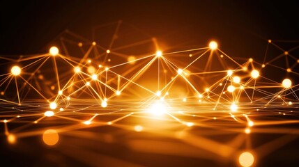 Golden Network Abstract Digital Connections Illumination