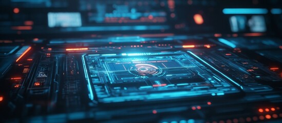 Obraz premium Futuristic Tech Interface Hologram HUD Cyberpunk Glow