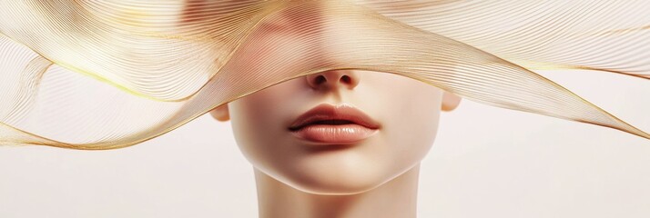 Silhouette of a womans face adorned with golden ratio lines showcasing beauty and symmetry principles. Generative AI