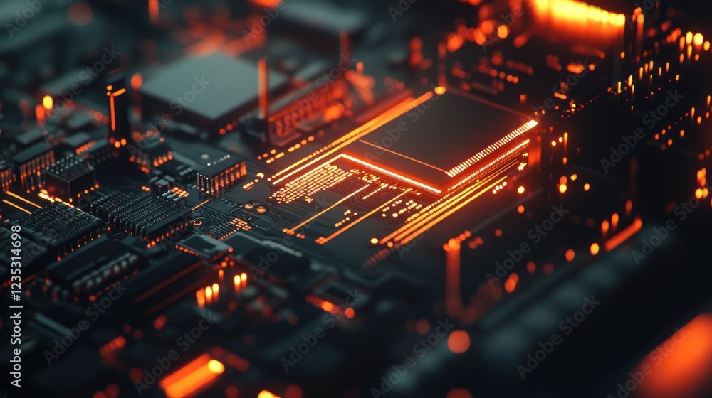 Aufkleber illuminated circuit board shows technological advancement