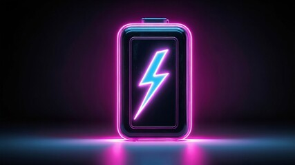 Neon battery icon illustration