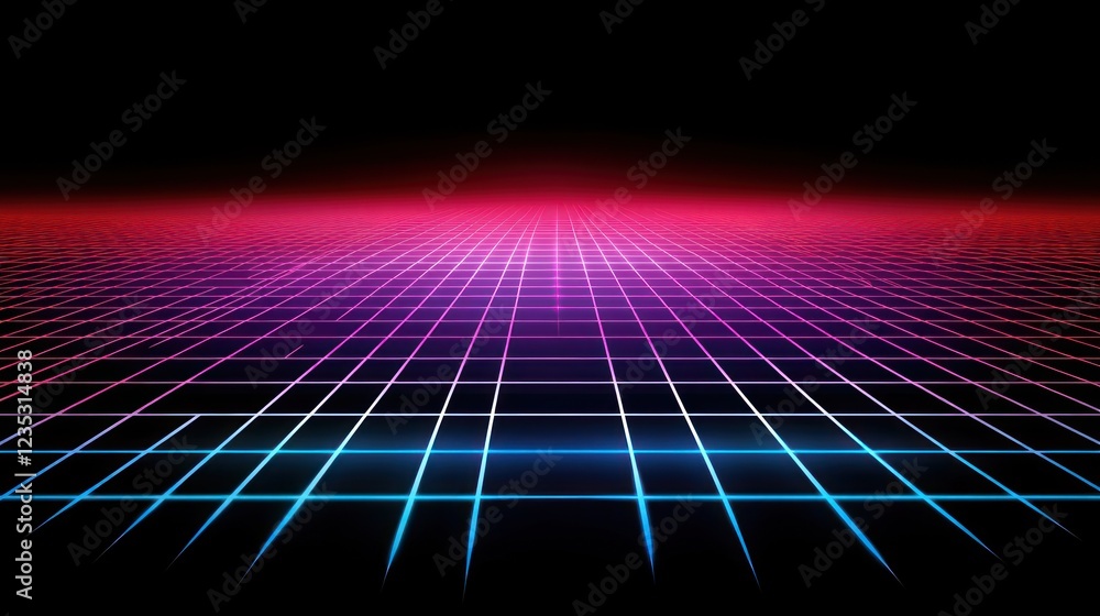 Aufkleber retro grid pattern digital landscape design