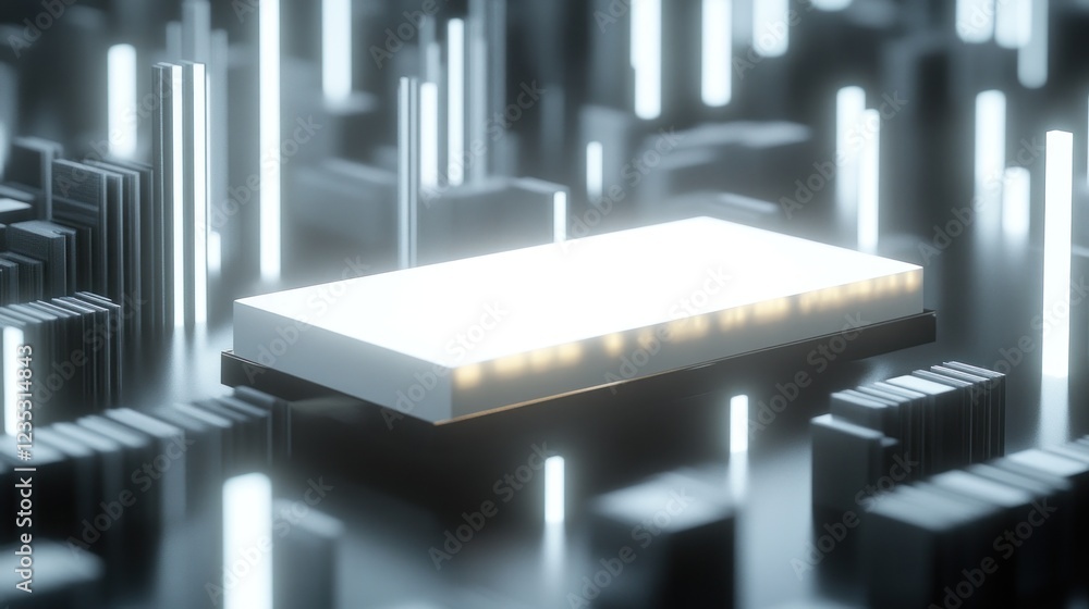 Poster Illuminated Platform Amidst Abstract Geometric Forms