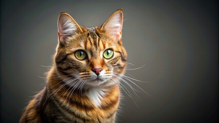 Fototapeta premium Majestic Gray Cat Portrait: Elegant Feline Posing Against a Neutral Background