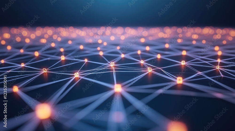 Poster Illuminated Nodes Forming A Complex Network System