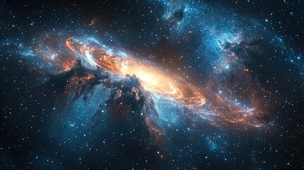 Obraz premium Stunning cosmic view of a vibrant galaxy surrounded by colorful nebulas in space