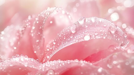 Delicate Pink Petals Glistening With Dew Drops