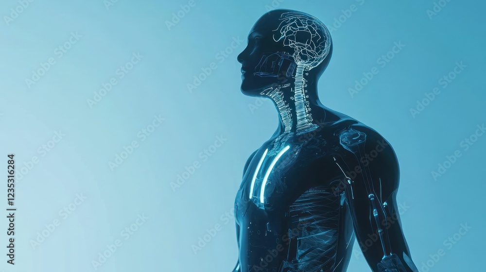 Poster Translucent Android Body Showing Internal Systems