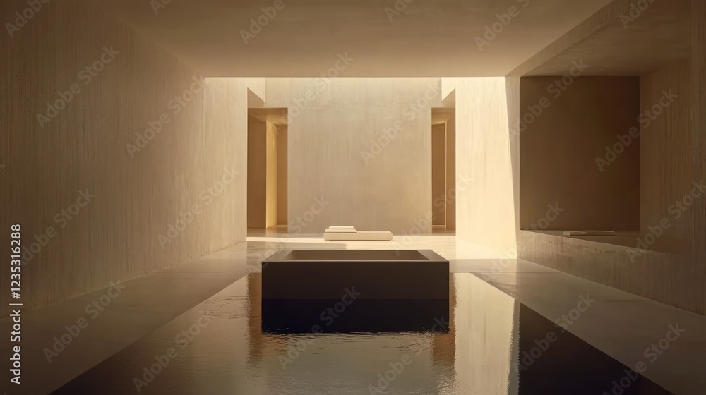Poster Minimalist Architecture Featuring A Reflecting Pool And Beige Walls