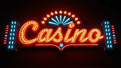 Vintage neon casino sign with marquee lights