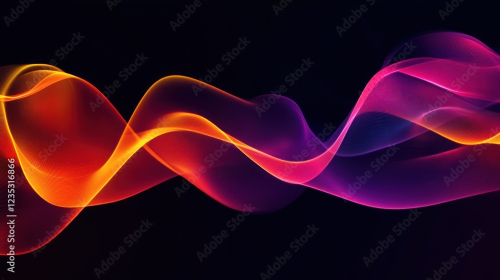 Poster abstract colorful waves flowing in darkness