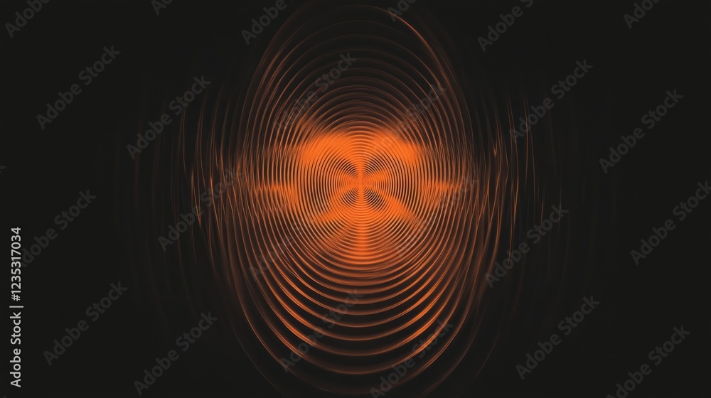 Poster abstract orange concentric circles dark background design