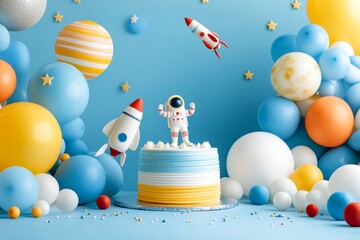 A children's birthday party with a space theme. Generative AI