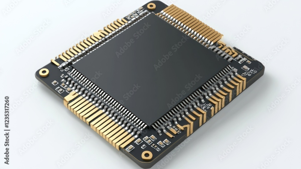 Poster a close up view of a modern integrated circuit board