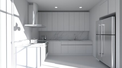 Modern White Kitchen Design with Stainless Steel Appliances