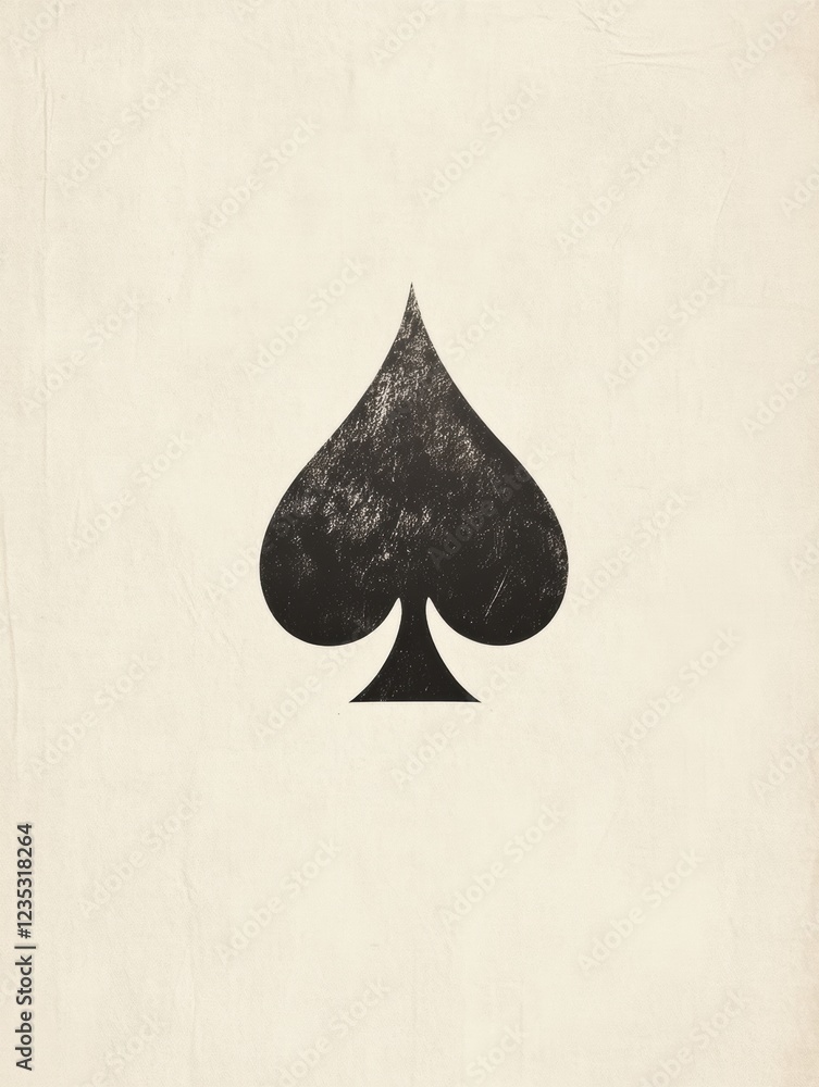 Poster classic black spade symbol on a textured beige background evokes feelings of nostalgia and elegance 