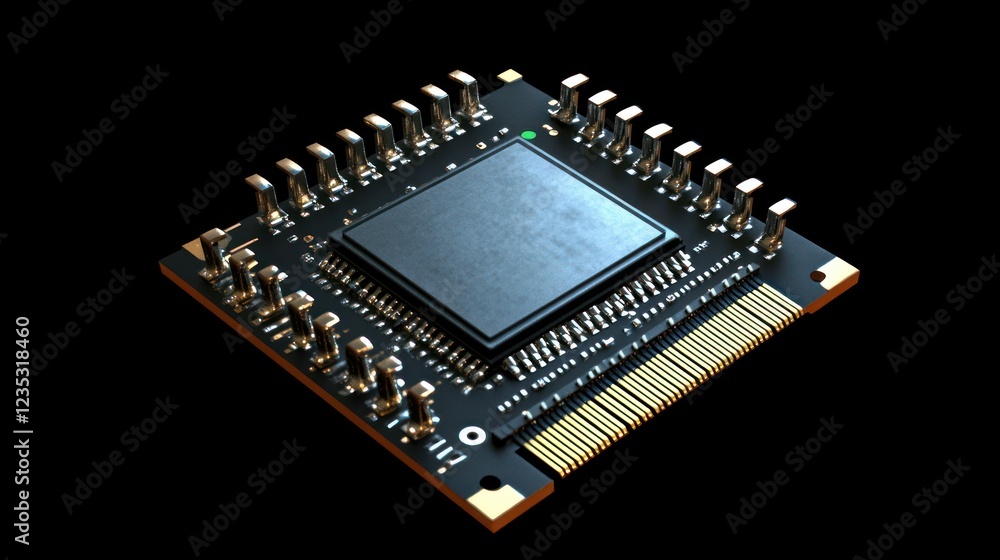 Poster A Close Up View Of A Modern Microprocessor Circuit Board