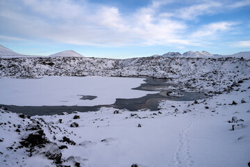Frozen lake at Beserkjahraun, Snæfellsnes peninsula, Western region, Iceland