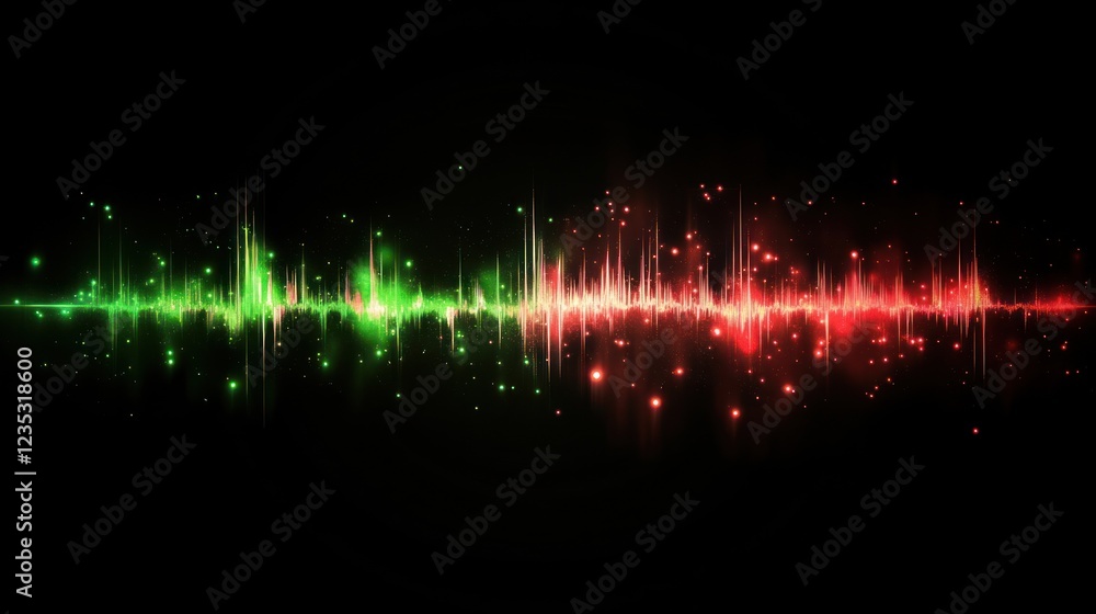 Poster abstract green red sound wave visualization