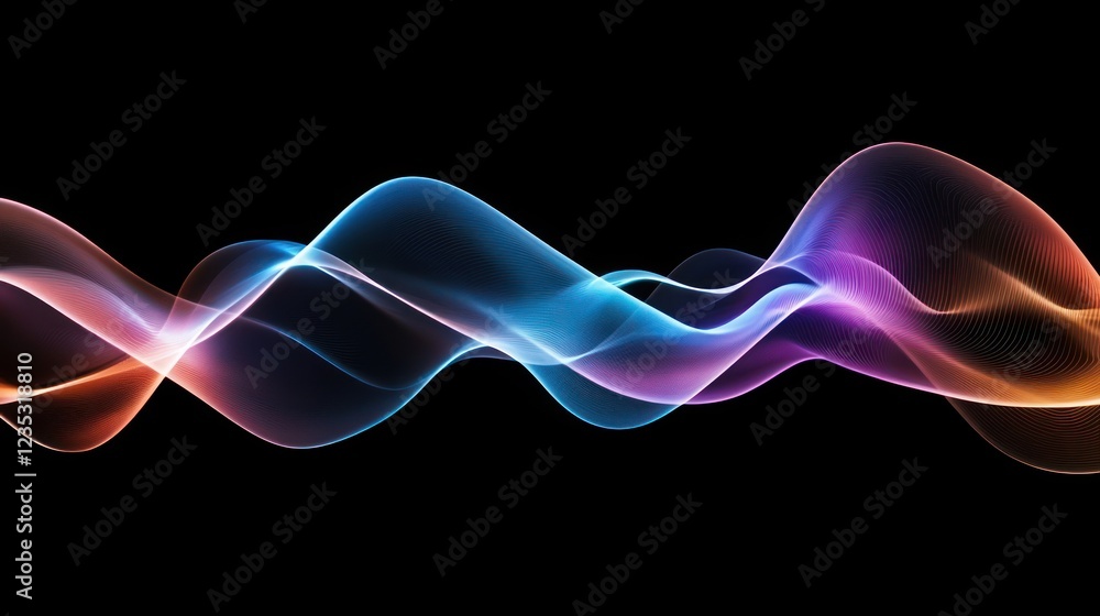 Aufkleber abstract colorful waves flowing dark background