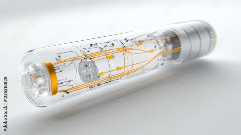 Poster transparent cylindrical device showing internal components