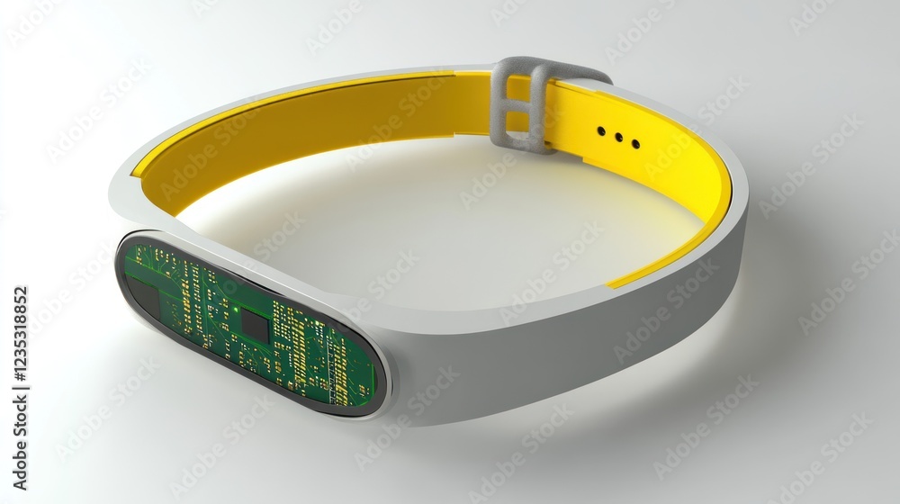 Aufkleber modern smartwatch design with yellow band and circuit display