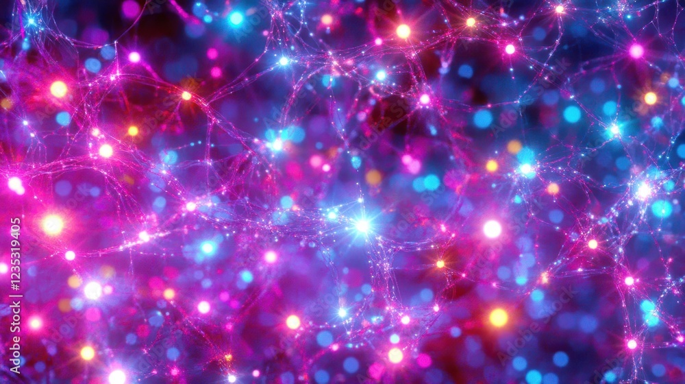 Aufkleber abstract neural network illuminated with vibrant colors