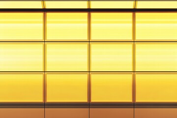Abstract Gold Panel Wall Texture Modern Architectural Background Illuminated Grid Design