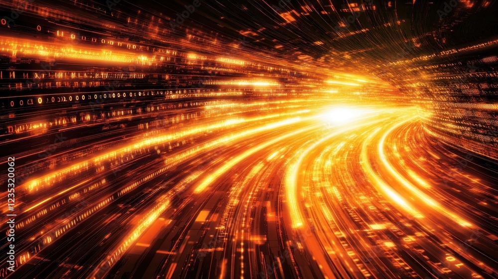 Poster Glowing Data Streams in a Digital Tunnel