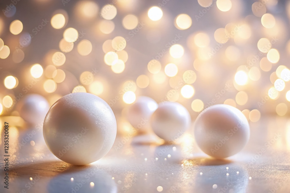 Aufkleber minimalist abstract background: floating white spheres with bokeh effect