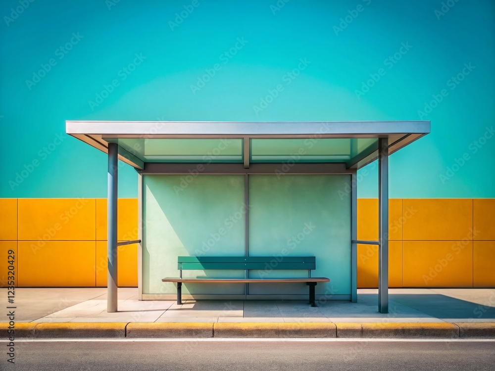 Poster minimalist bus stop background: clean lines and simple geometry